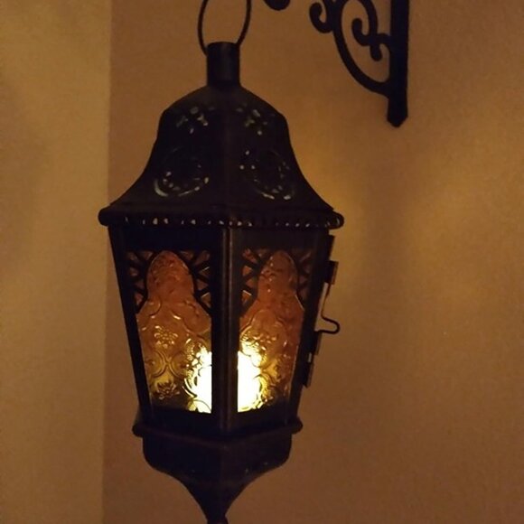NEW  13.5'' Vintage Candle Holder,Metal Lanterns Decorative Indoor Outdoor - Picture 3 of 9